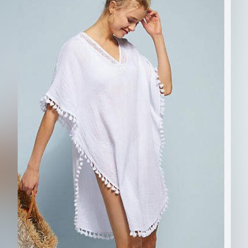 Michael Stars Anthropologie white tassel caftan M